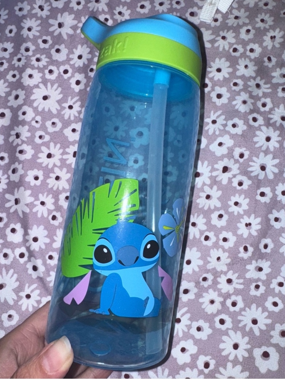 Zak Designs Disney Stitch 25 oz Water Bottle with Straw Blue Green Kids